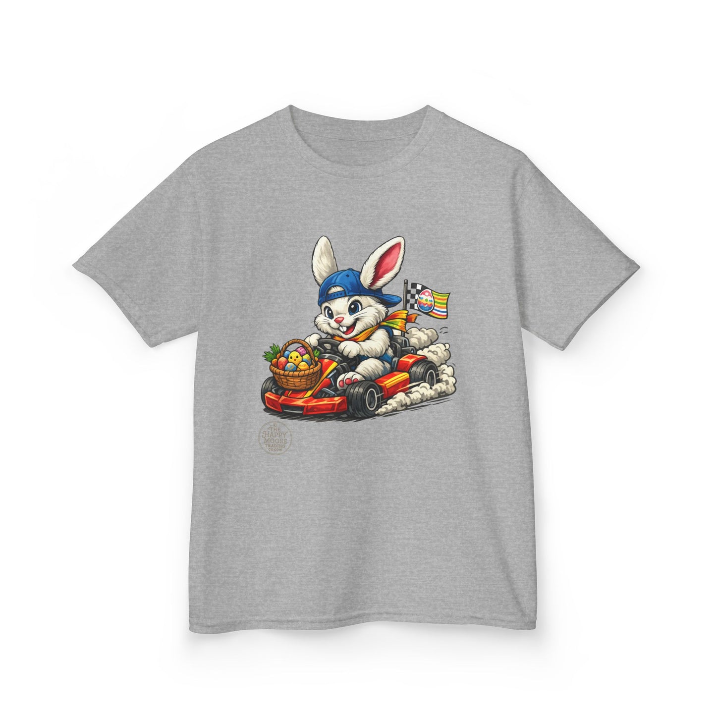 Kids Bunny Go-Kart Tee – Easter Bunny Racing with Candy Basket