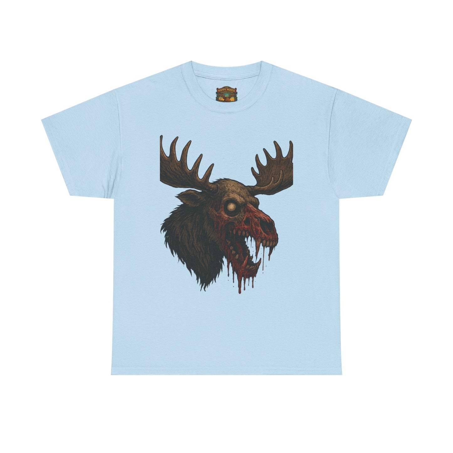 Horror Moose Skull Tee — Creepy Dripping Monster Head Graphic T-Shirt