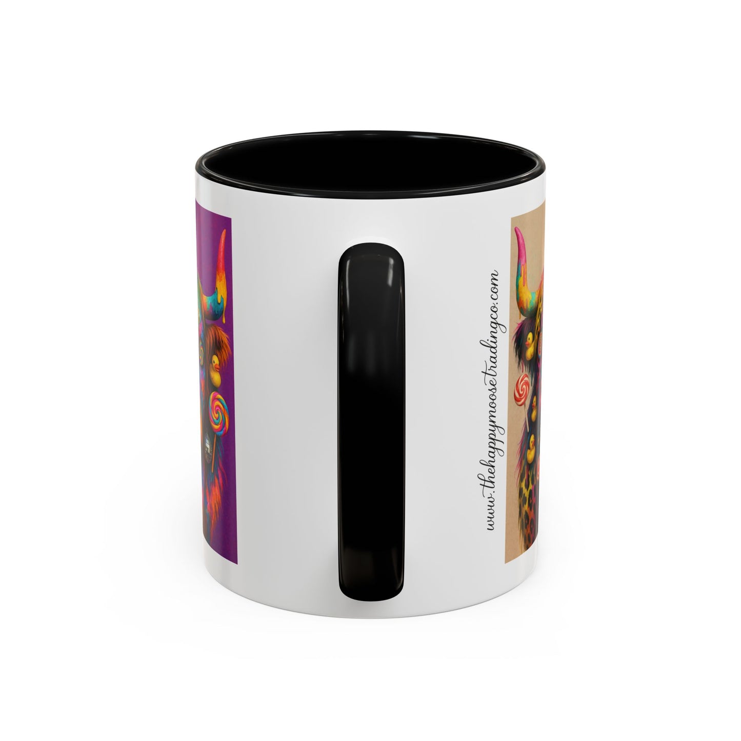 Psychedelic Highland Cow Accent Coffee Mug — Colorful Neon Farm Animal Art (11/15 oz)