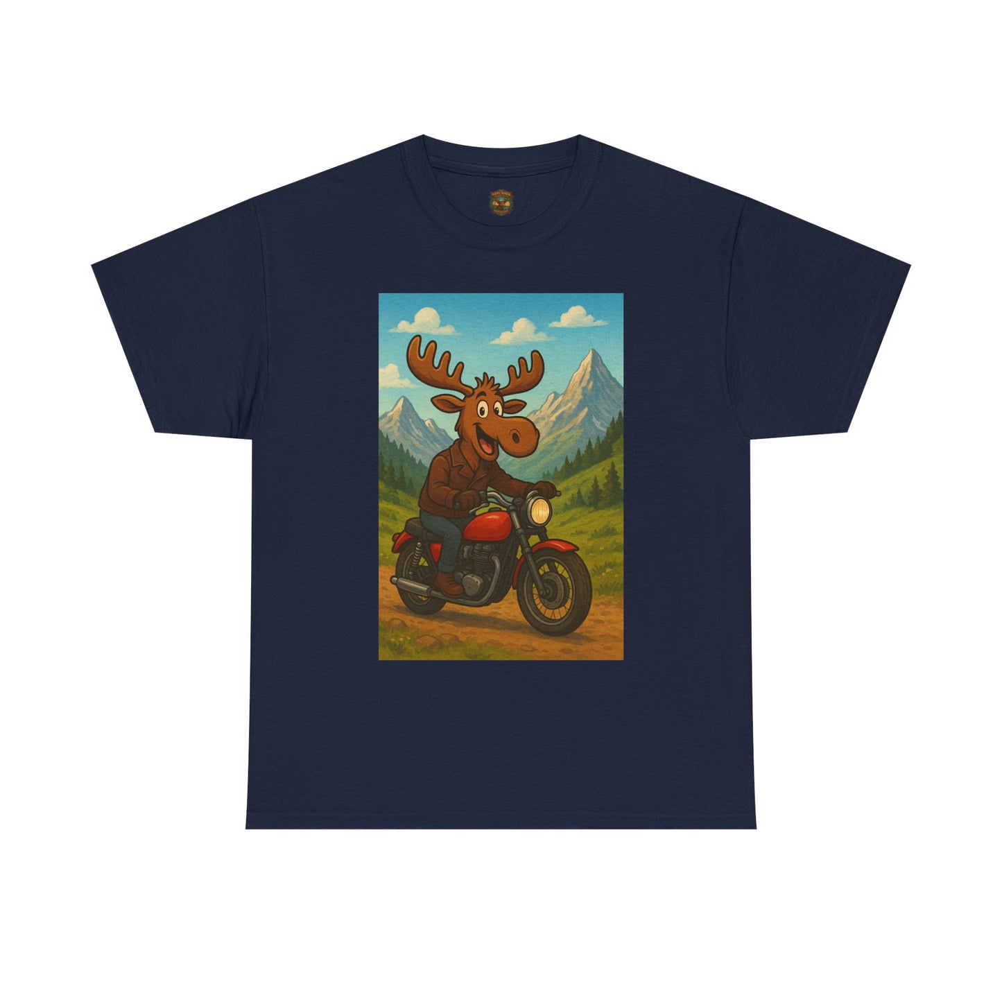 Happy Moose Motorcycle T-Shirt | Vintage Biker Moose Illustration