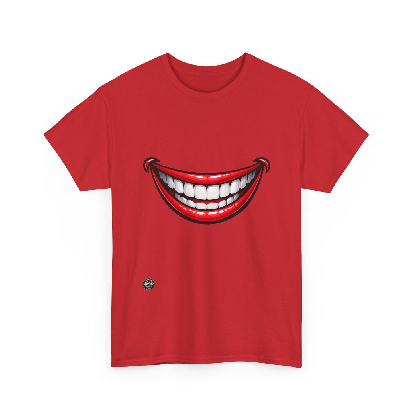 Smiling Joker Mouth Tee — Funny Red Grin Graphic T-Shirt