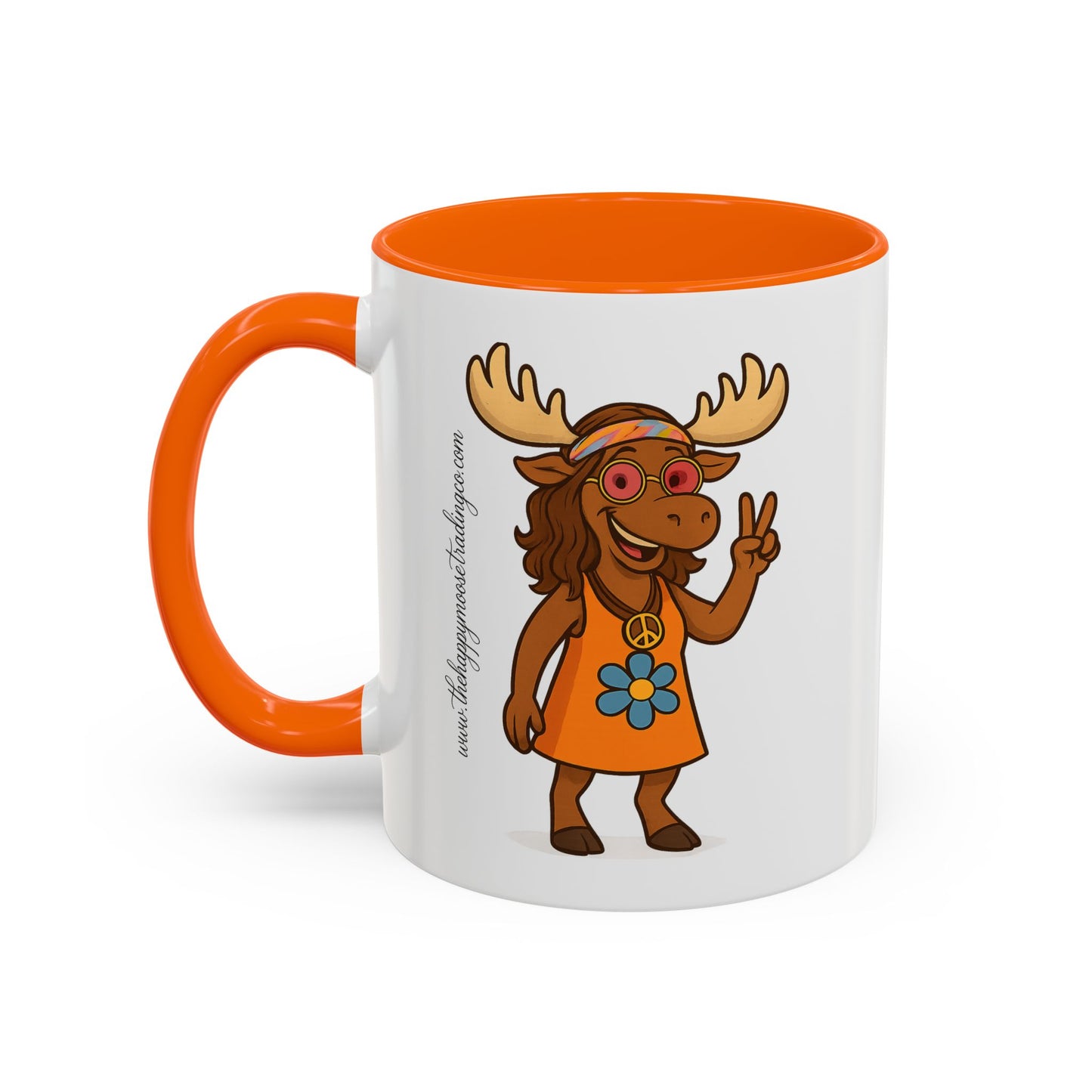 Hippie Moose Coffee Mug — Peace Sign Retro Moose Accent Mug (11/15oz)
