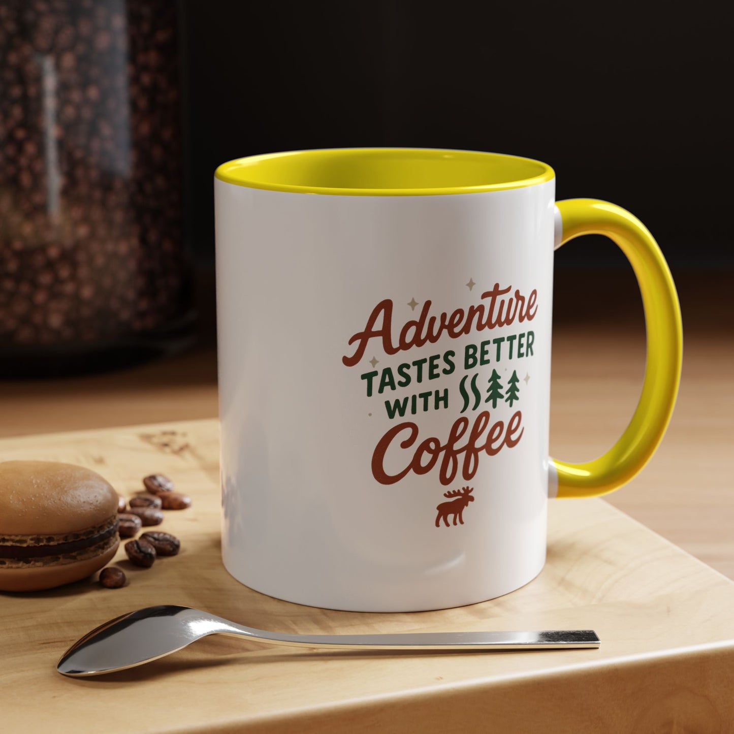Adventure Tastes Better With Coffee Mug — "Adventure Tastes Better with Coffee" Rustic Outdoor Camper Gift (11/15oz)