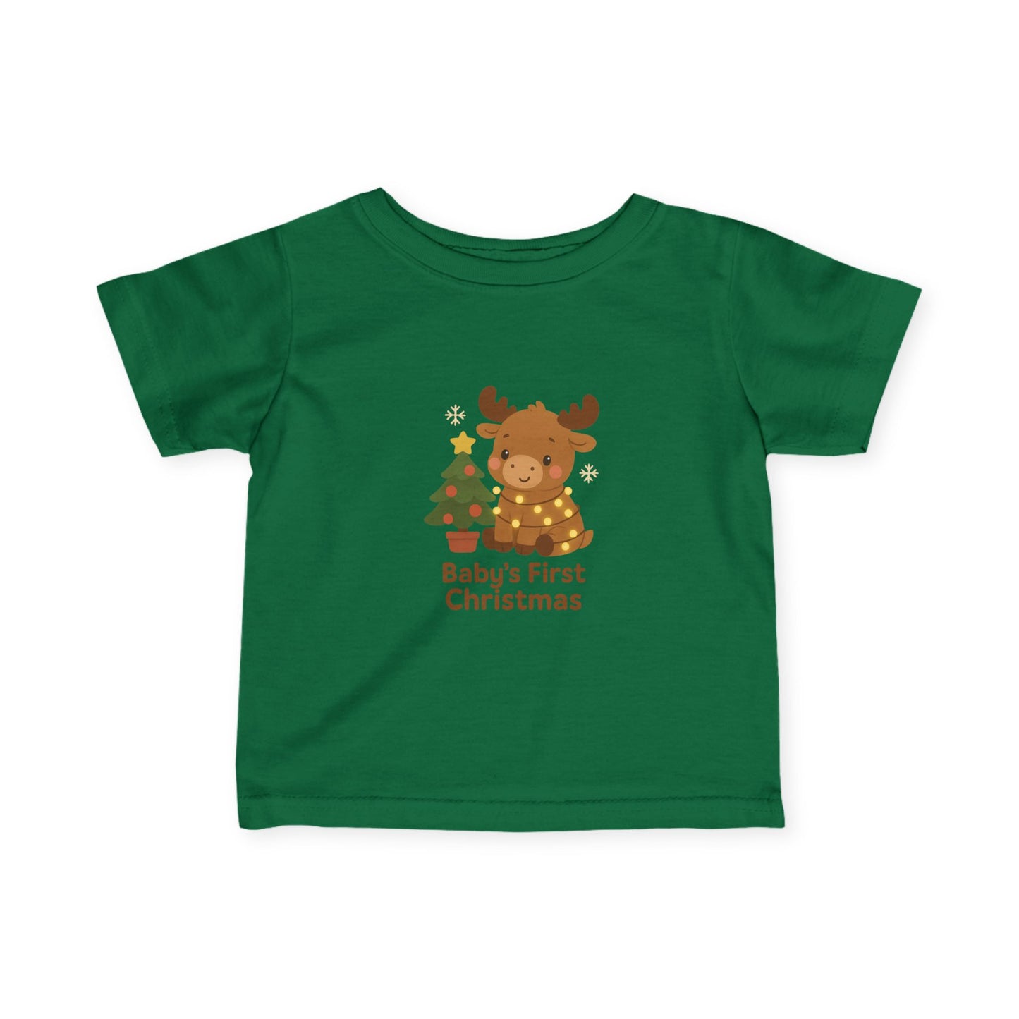 Baby's First Christmas Infant Tee — Cute Reindeer & Tree Holiday Shirt