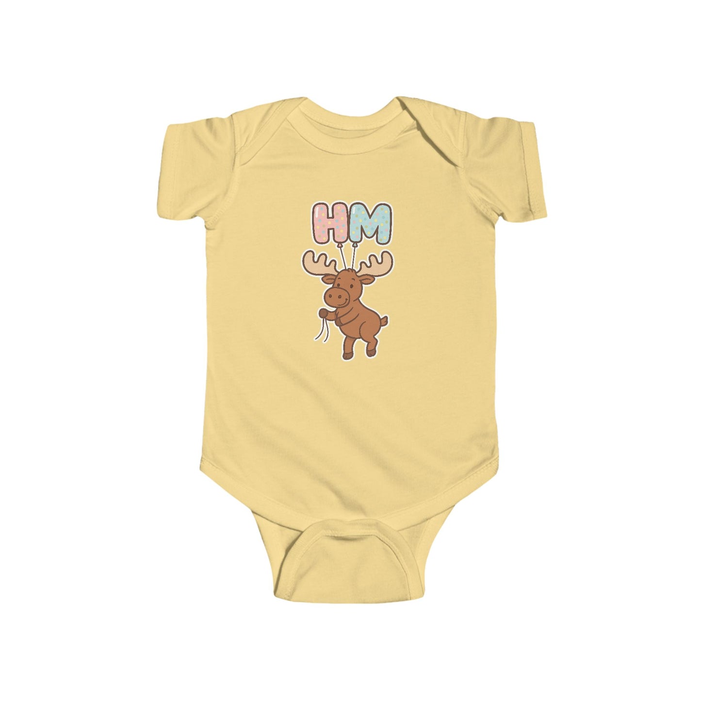 Baby Onesie with Cute Moose "HM" Graphic — Infant Bodysuit