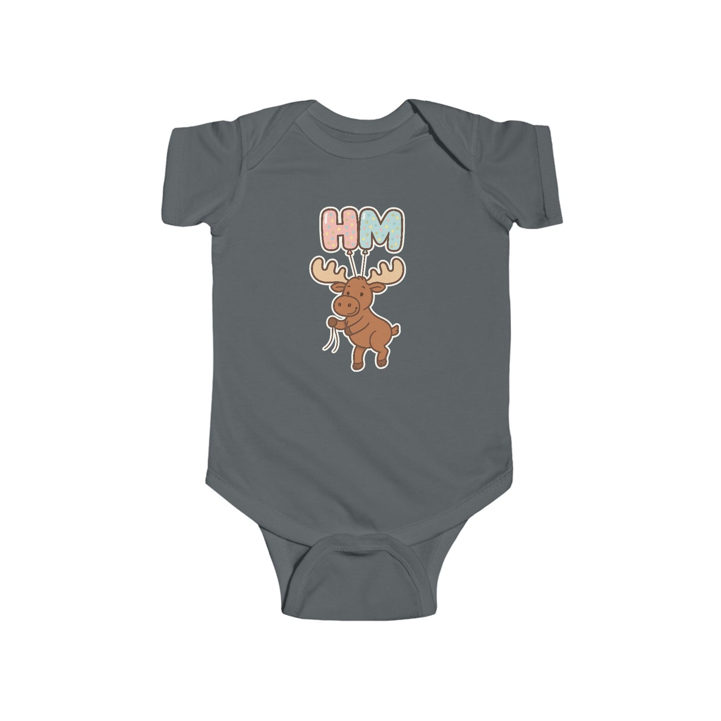 Baby Onesie with Cute Moose "HM" Graphic — Infant Bodysuit