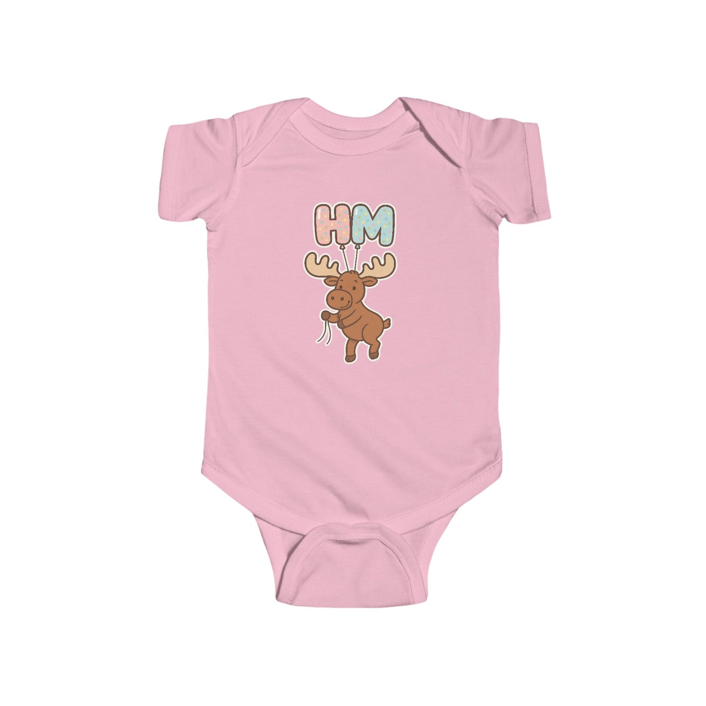 Baby Onesie with Cute Moose "HM" Graphic — Infant Bodysuit