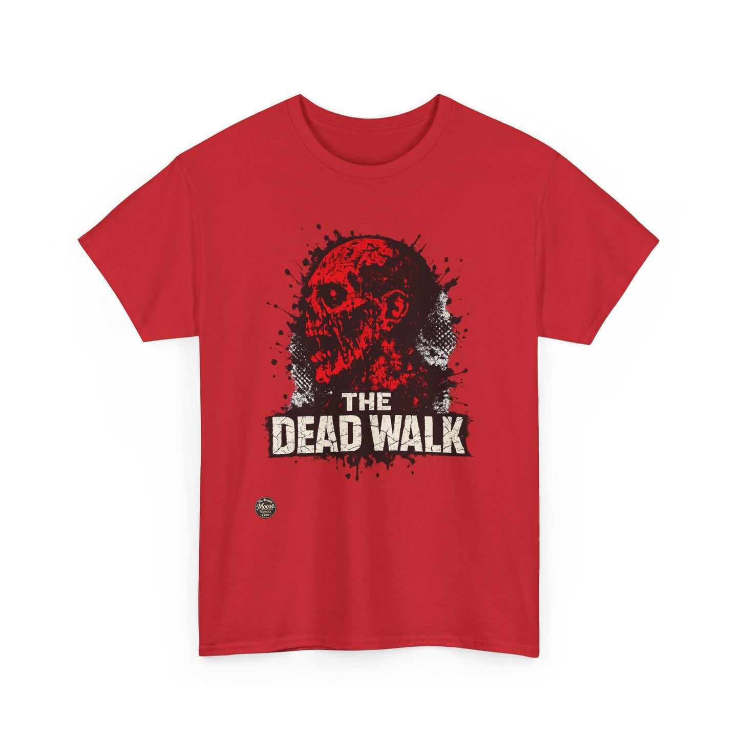 The Dead Walk Horror T-Shirt — Red Zombie Skull Graphic Tee