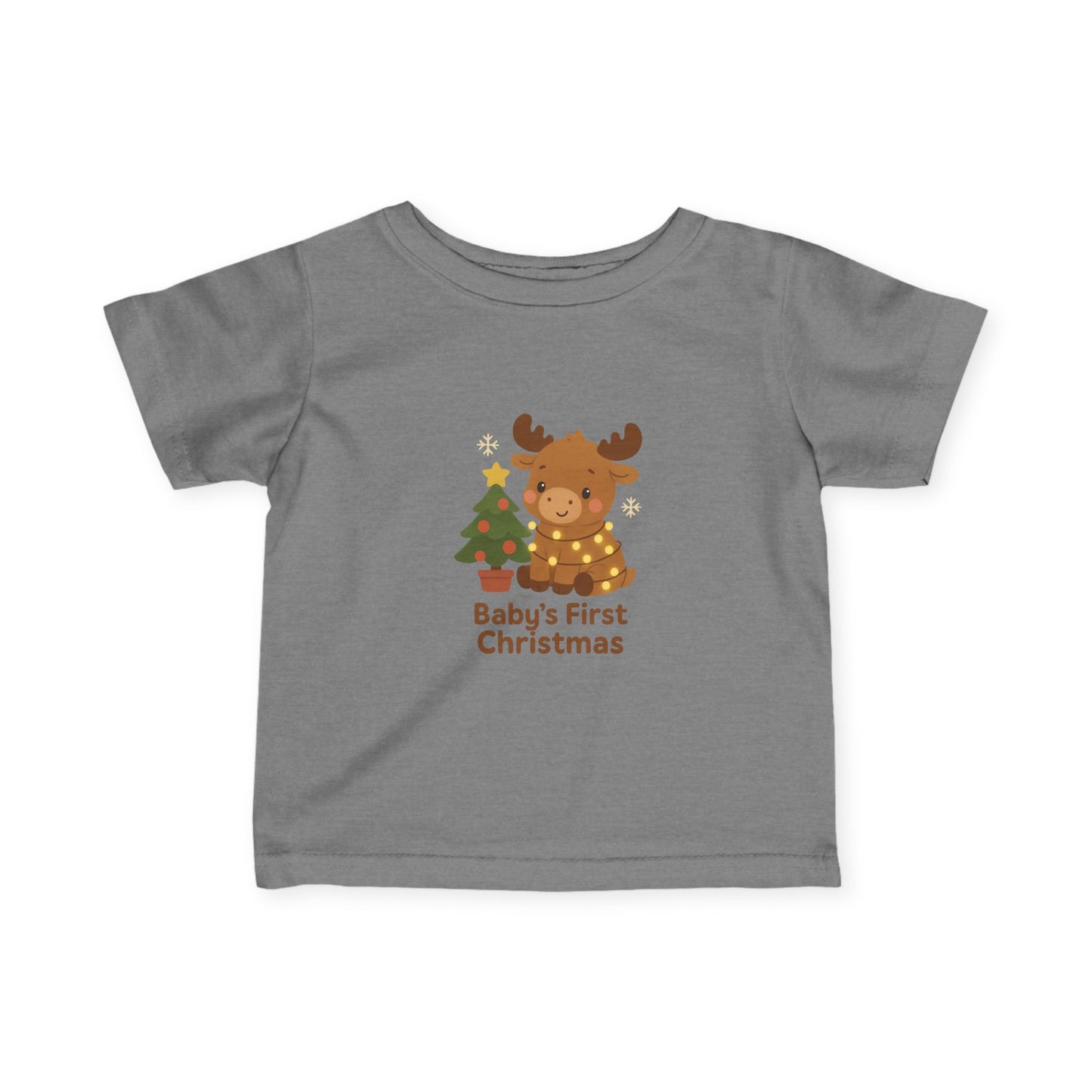Baby's First Christmas Infant Tee — Cute Reindeer & Tree Holiday Shirt