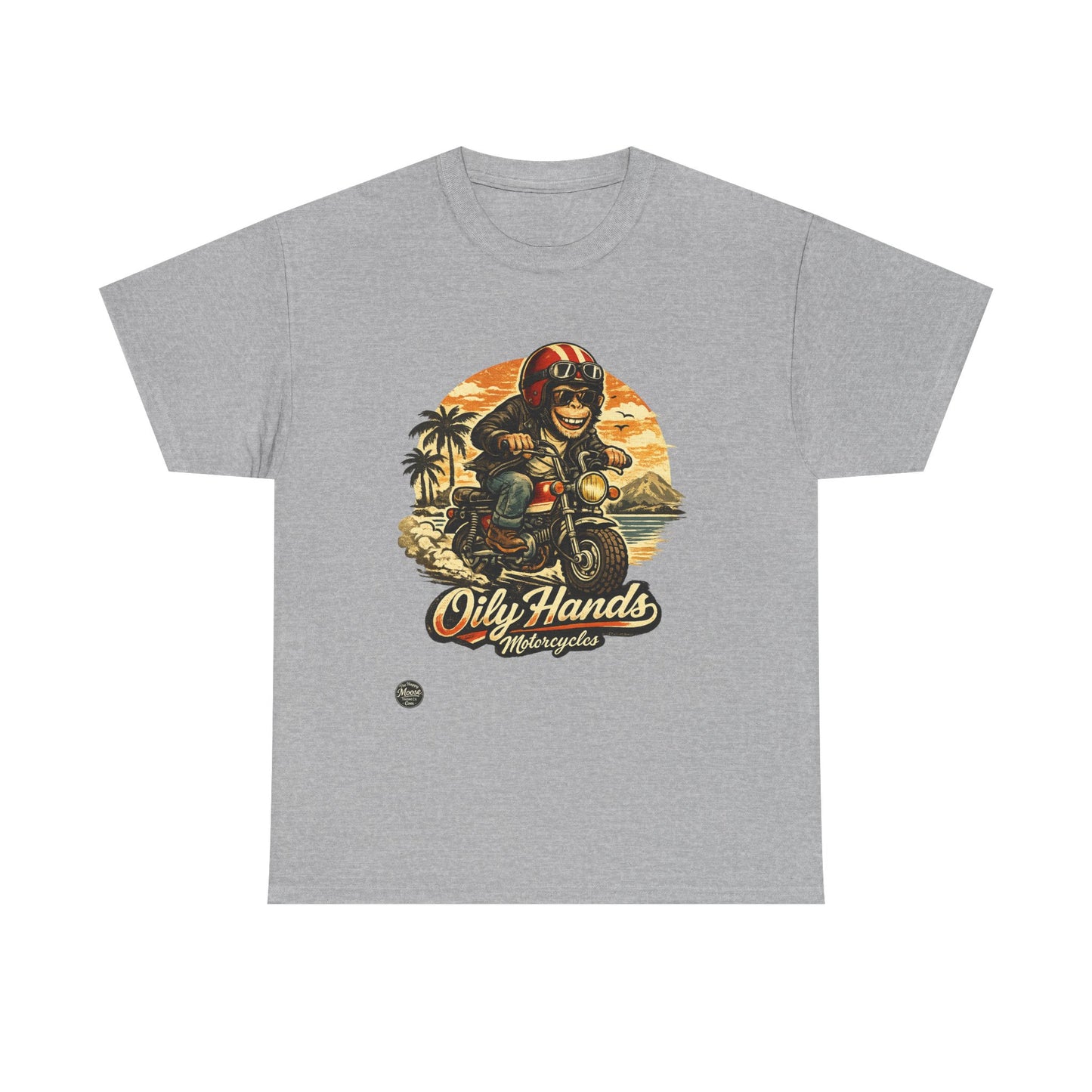 Oily Hands Motorcycle Rider Vintage Monkey Bike Sunset T-Shirt #008 E