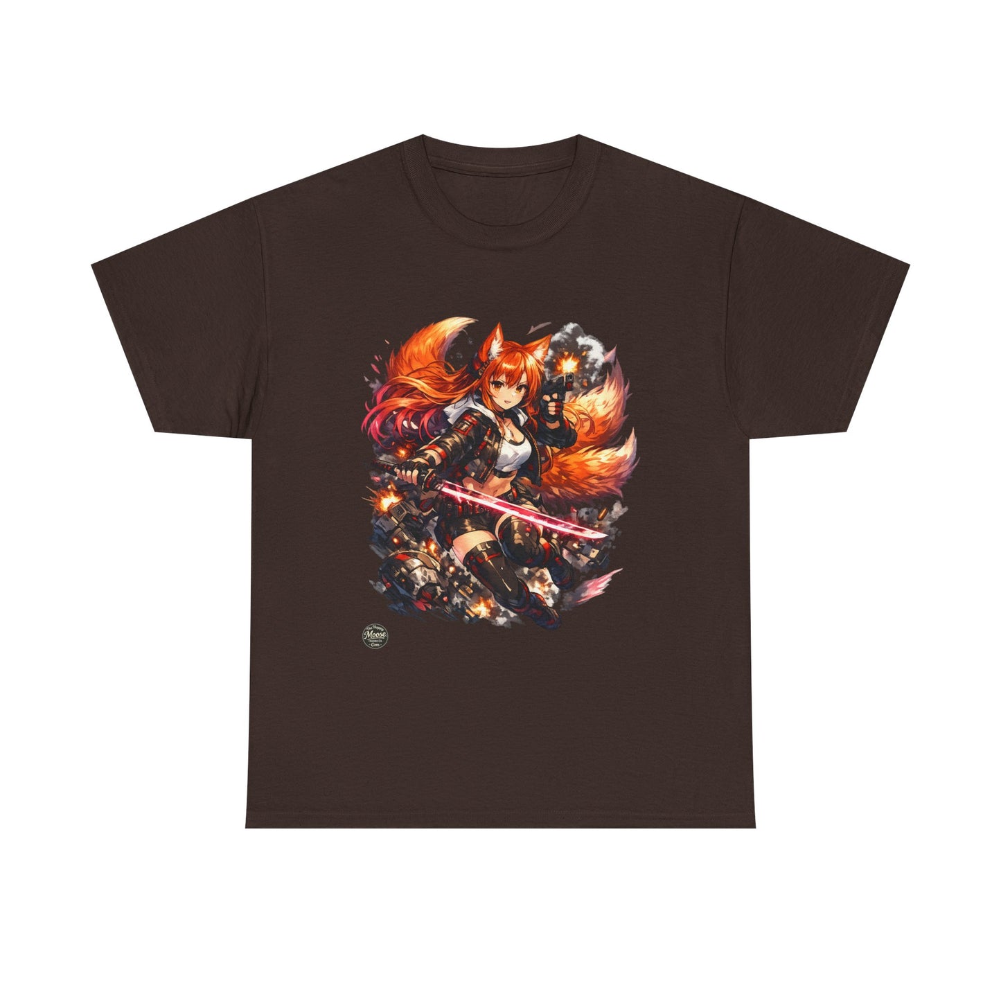 Fox Warrior Anime T-Shirt — Samurai Kitsune Graphic Tee #E004
