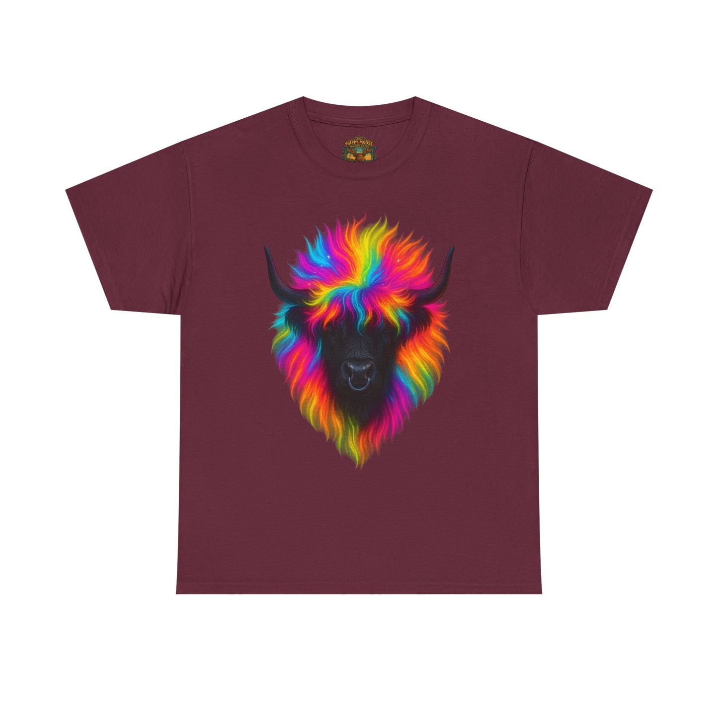 Rainbow Buffalo T-Shirt — Colorful Neon Bison Graphic Tee