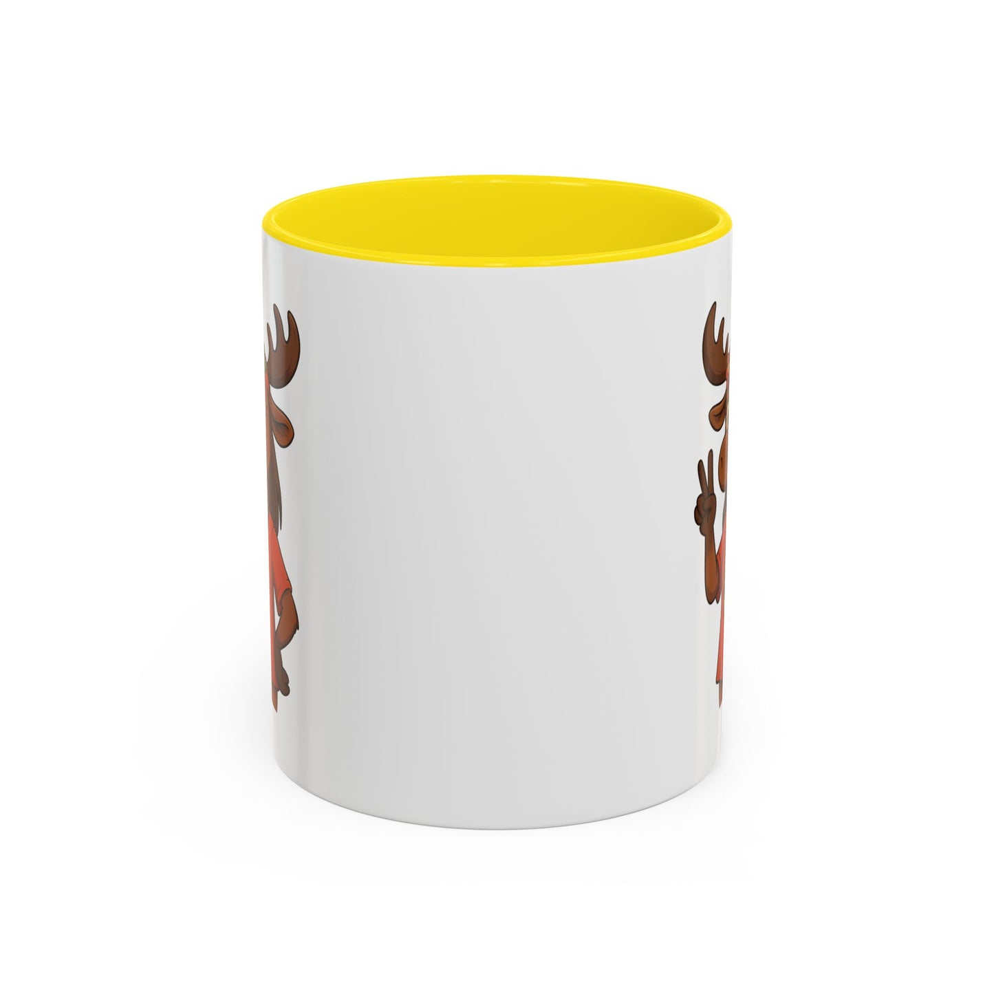 Peace Sign Moose Accent Coffee Mug — Hippie Moose with Flower Crown (11/15oz)