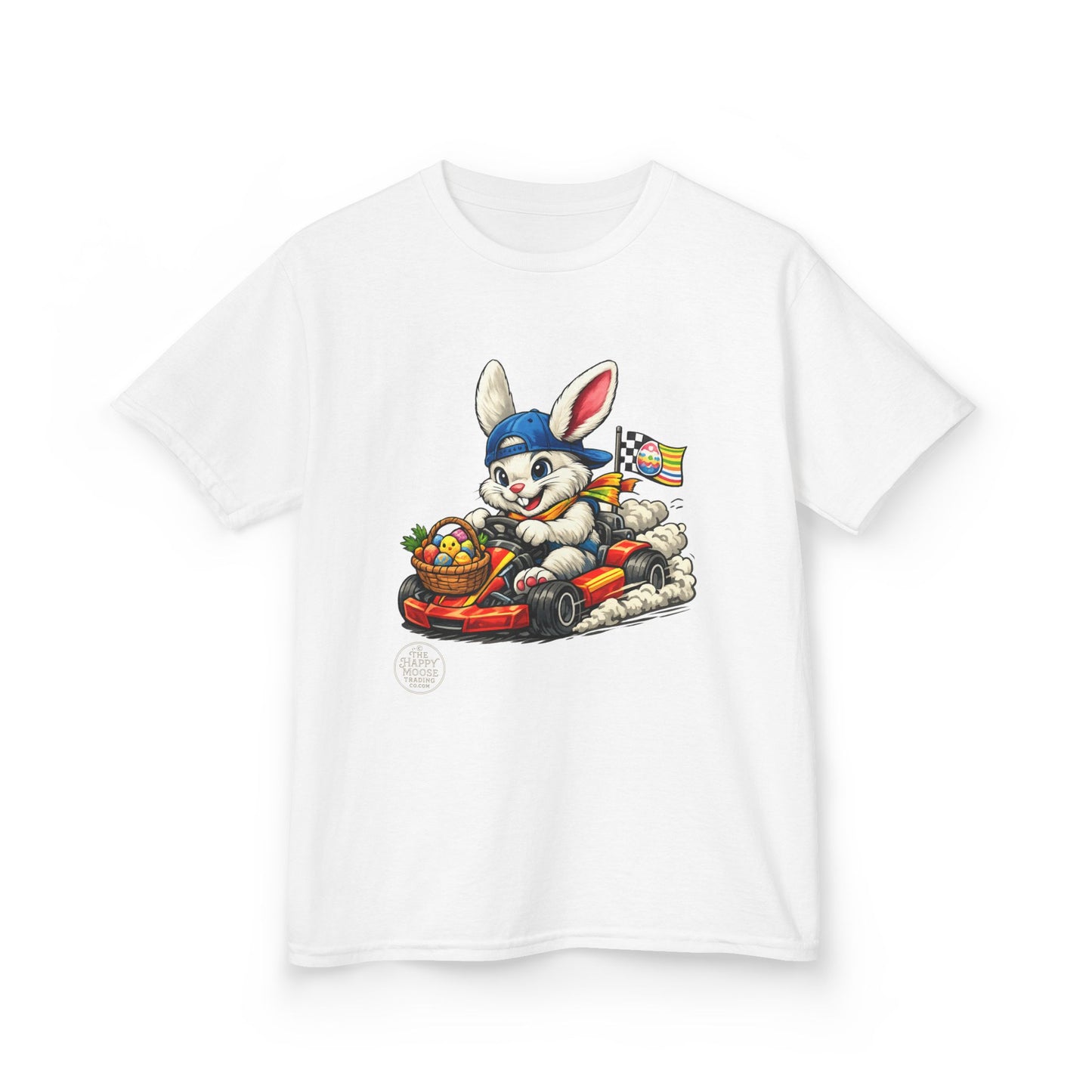 Kids Bunny Go-Kart Tee – Easter Bunny Racing with Candy Basket