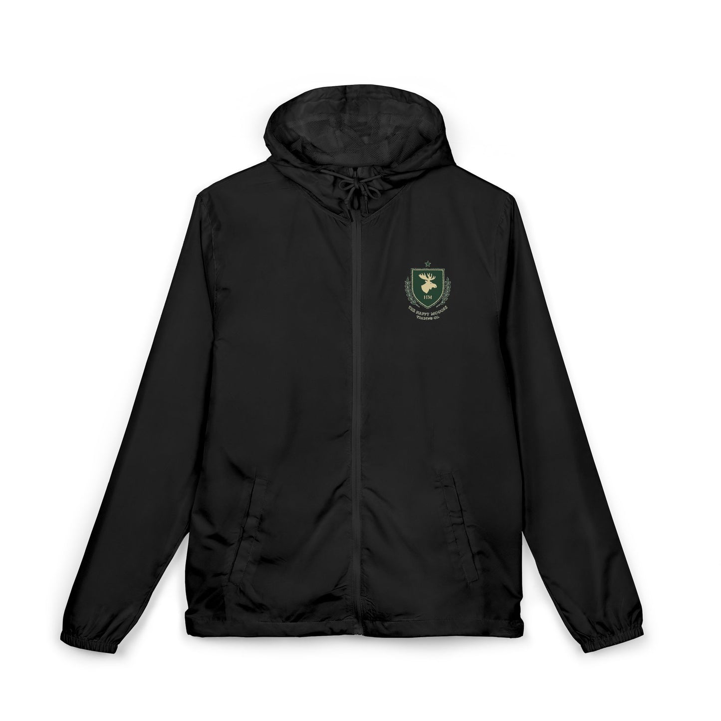 Windbreaker Jacket — Green Crest Emblem Hooded Windbreaker