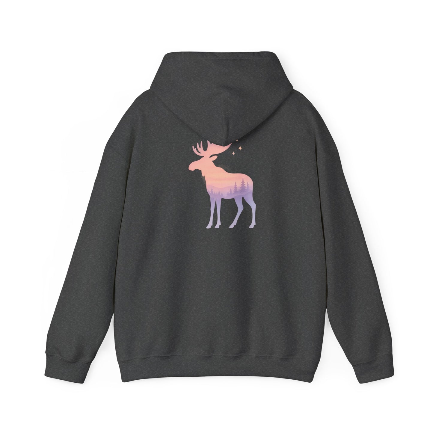 Moose Sunset Hoodie — Pastel Gradient Elk Graphic Pullover