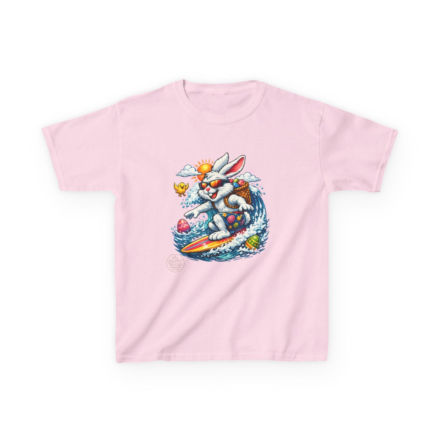 Kids Surfing Easter Bunny T-Shirt — Cute Surfboard Bunny Graphic Tee