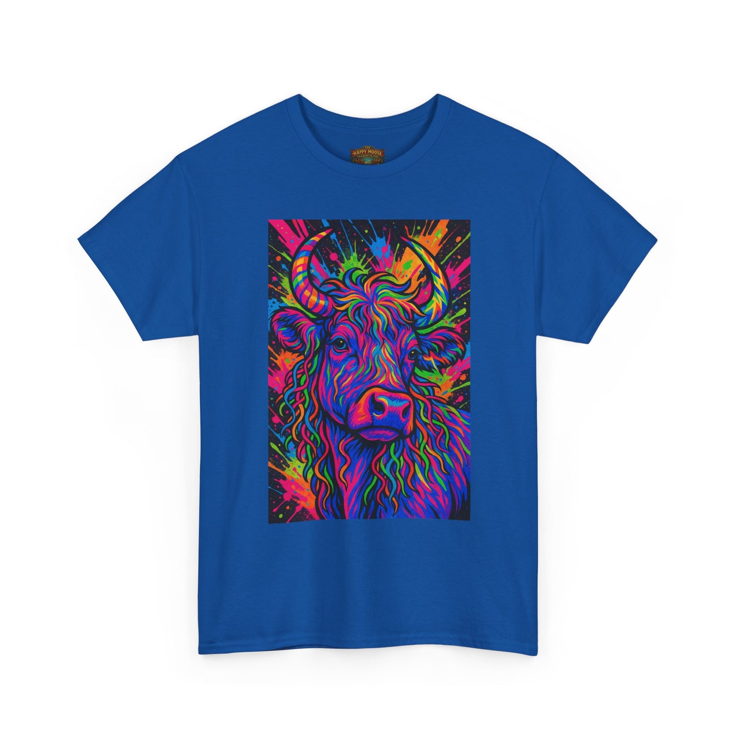 Psycadelic Highland Cow T-Shirt | Retro Rainbow Cow Art 1