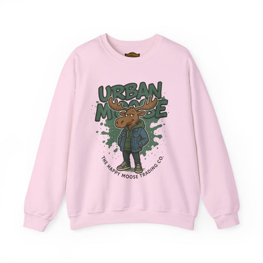 Urban Moose Crewneck Sweatshirt — Graphic Cartoon Moose Streetwear