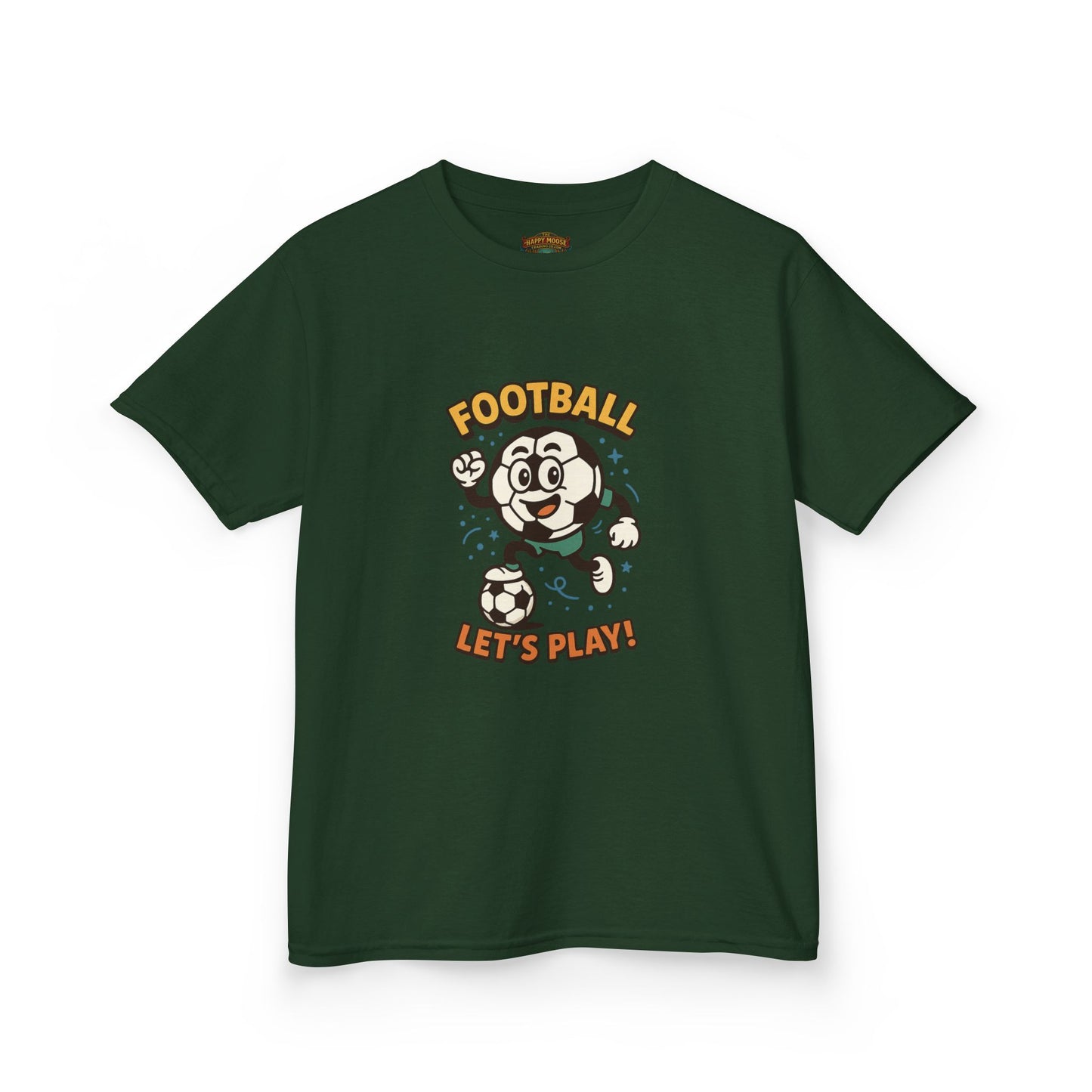 Kids Football Tee — "Football Let's Play" Retro Cartoon Soccer Shirt