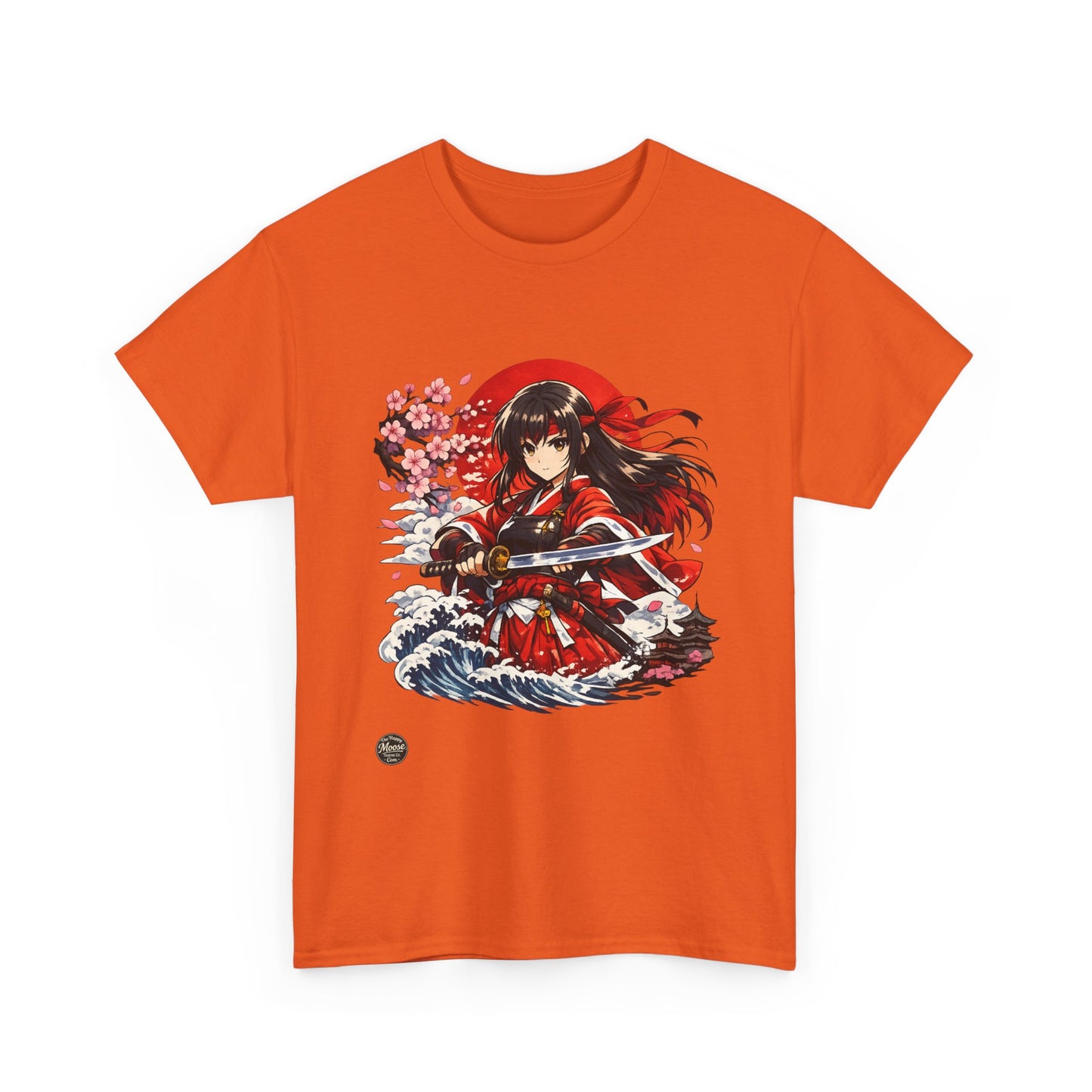 Anime Samurai Tee — Red Kimono Warrior Graphic T-Shirt #E006
