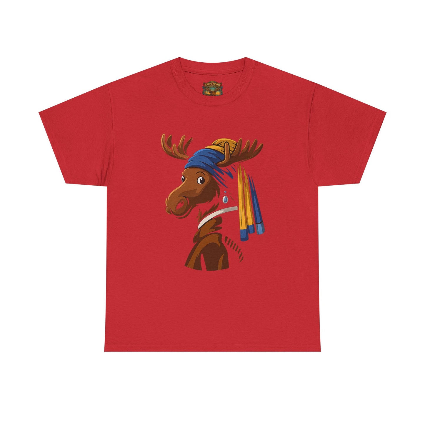 The Moose With The Pearl Earring Graphic Tee — Playful Moose with Headwrap T-Shirt
