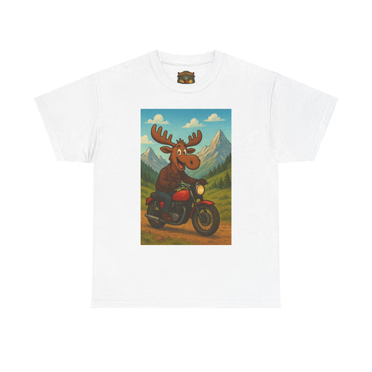 Happy Moose Motorcycle T-Shirt | Vintage Biker Moose Illustration