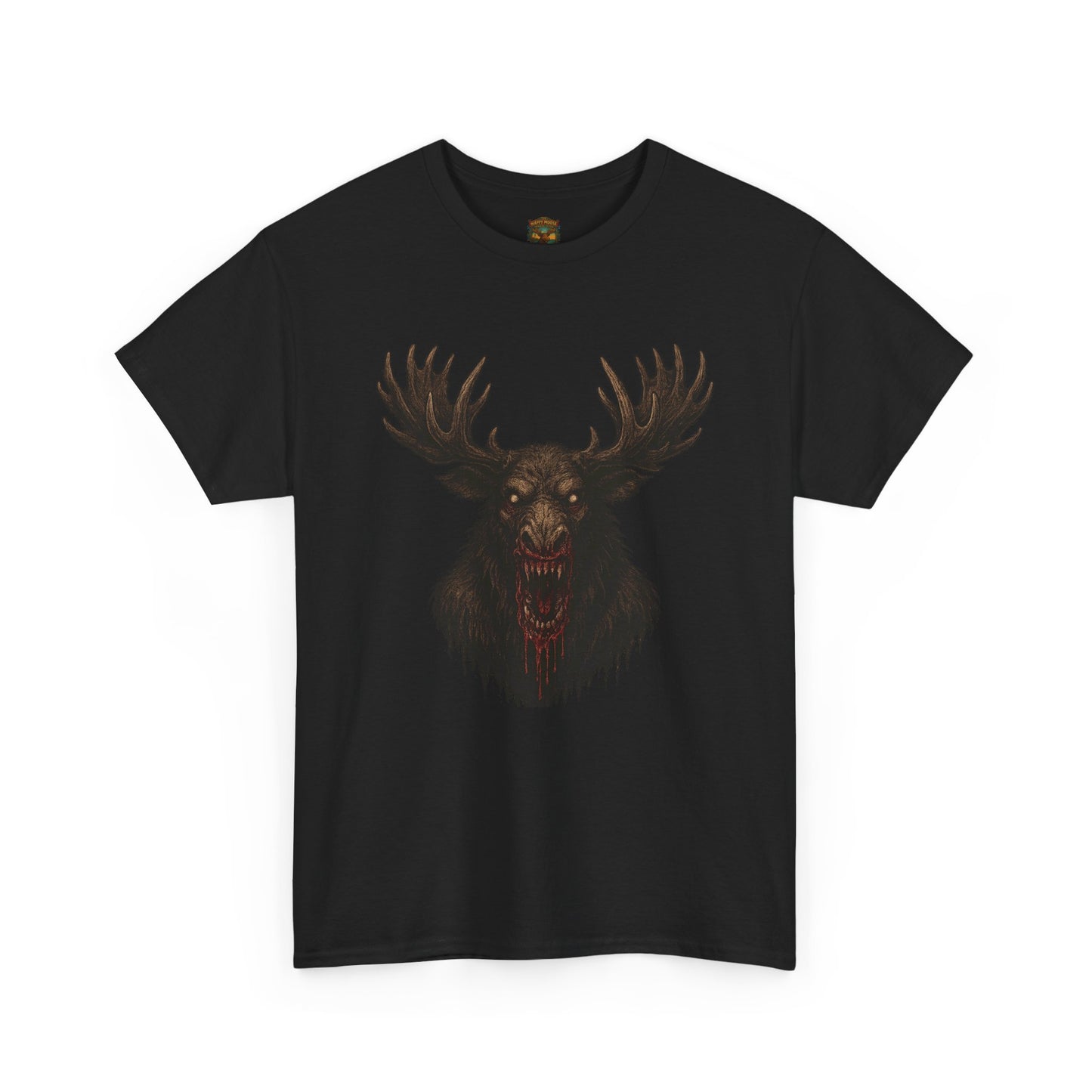Moose Skull Graphic Tee — Dark Forest Horror Antler Shirt