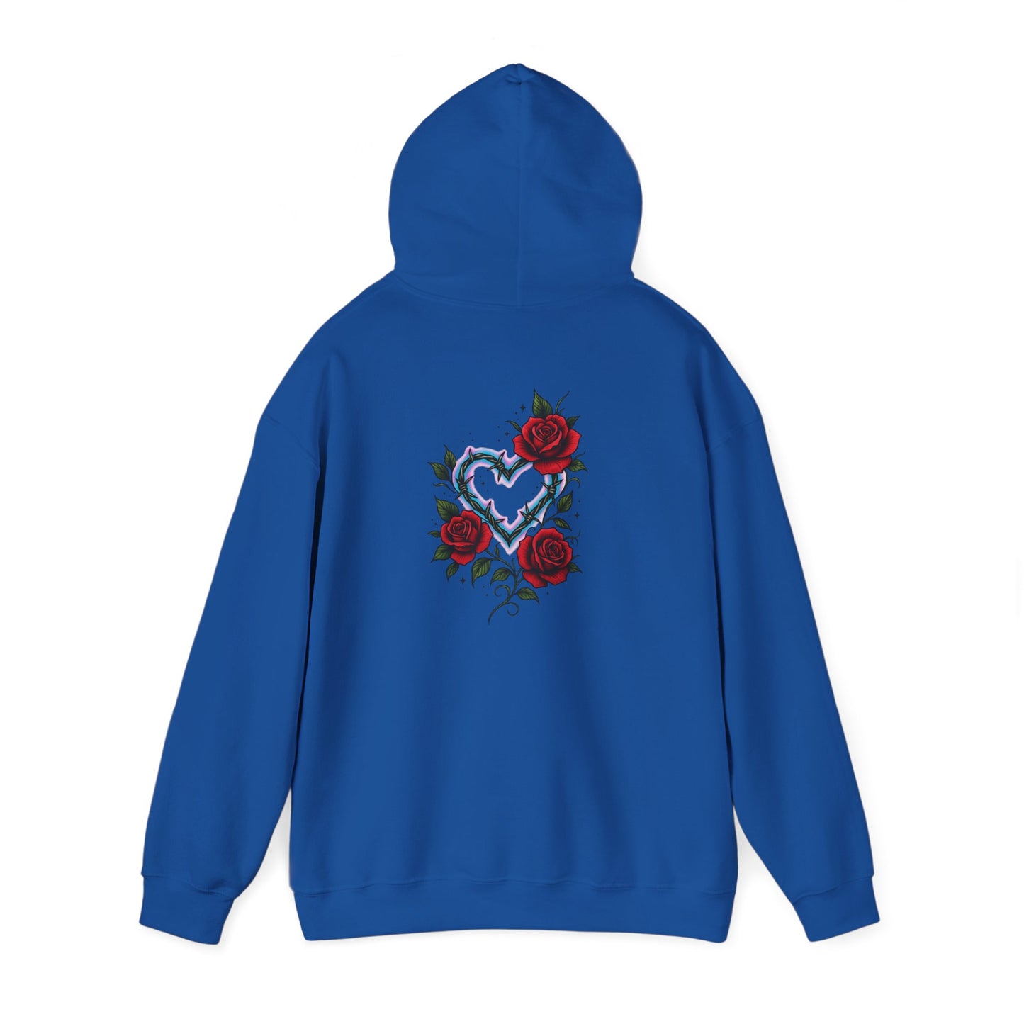 Hoodie — Smoky Heart with Red Roses Back Graphic