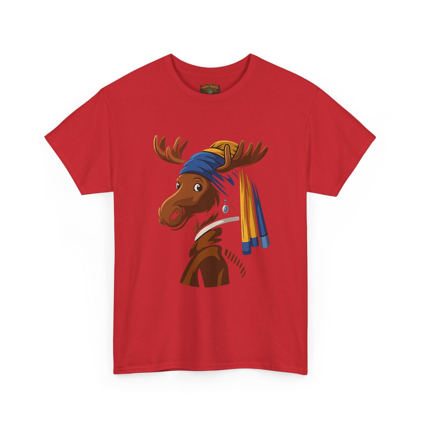 The Moose With The Pearl Earring Graphic Tee — Playful Moose with Headwrap T-Shirt