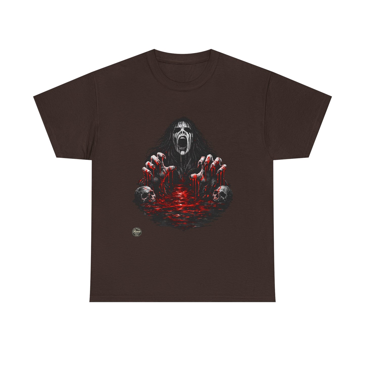 T-Shirt — Horror Scream Design with Red Blood Pool (Gothic Horror Tee)  EZ002