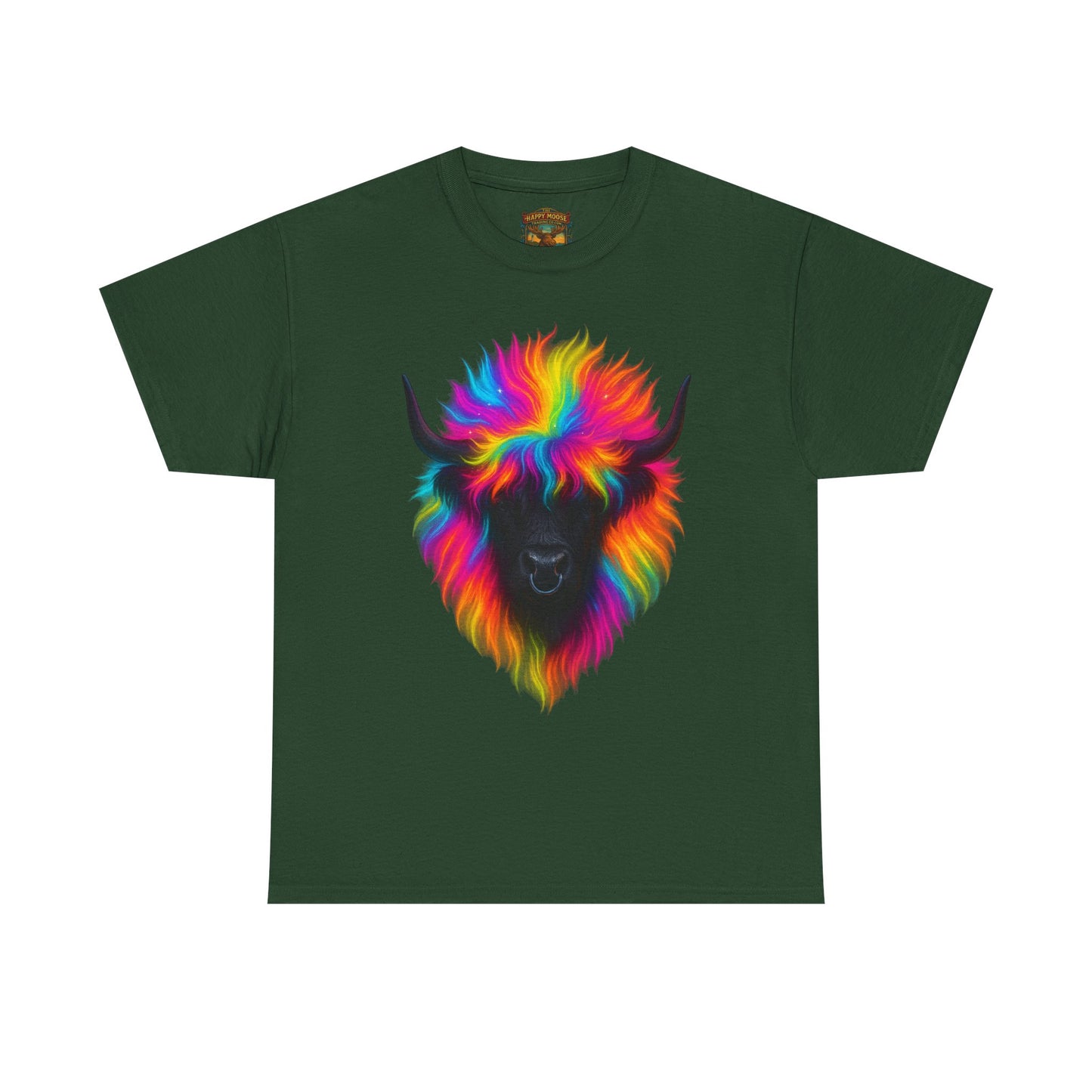 Rainbow Buffalo T-Shirt — Colorful Neon Bison Graphic Tee