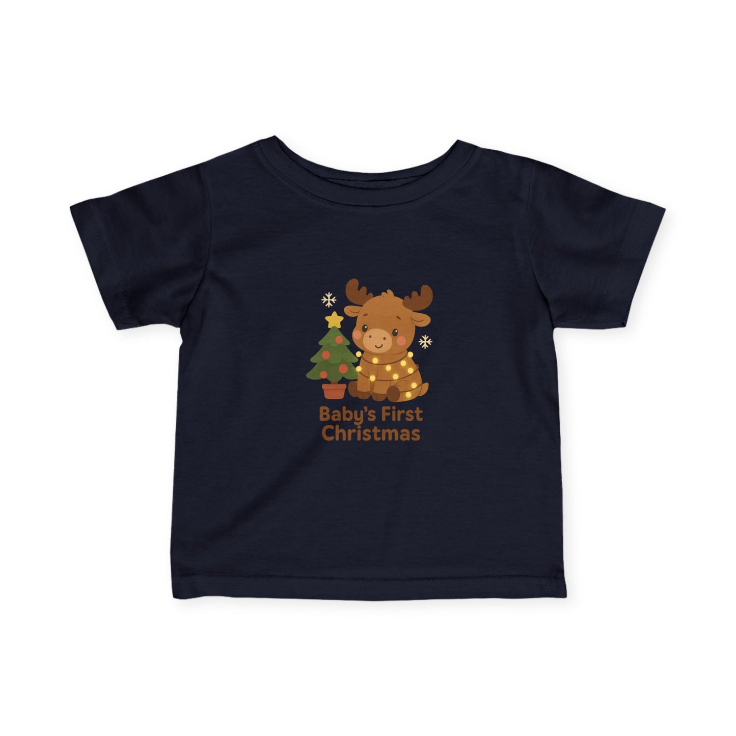 Baby's First Christmas Infant Tee — Cute Reindeer & Tree Holiday Shirt