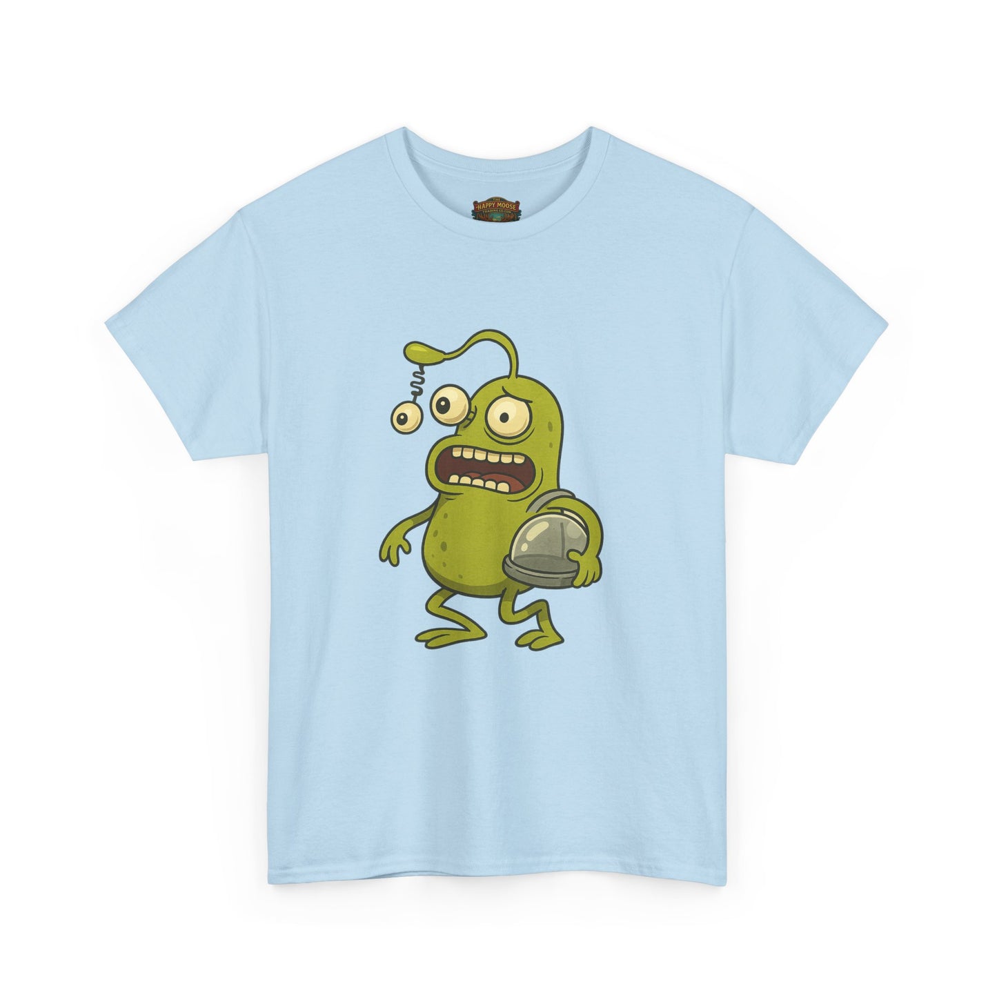 Green Alien Cartoon Tee | Funny Space Monster Illustration B