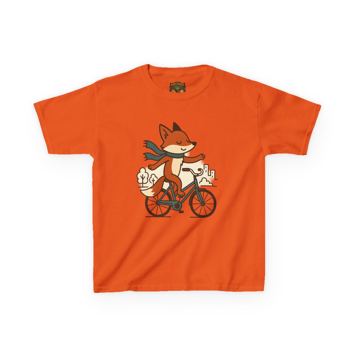 Kids Fox Bike T‑Shirt — Cute Riding Fox Illustration Tee