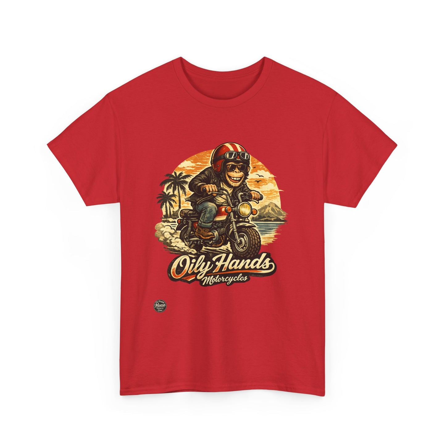 Oily Hands Motorcycle Rider Vintage Monkey Bike Sunset T-Shirt #008 E