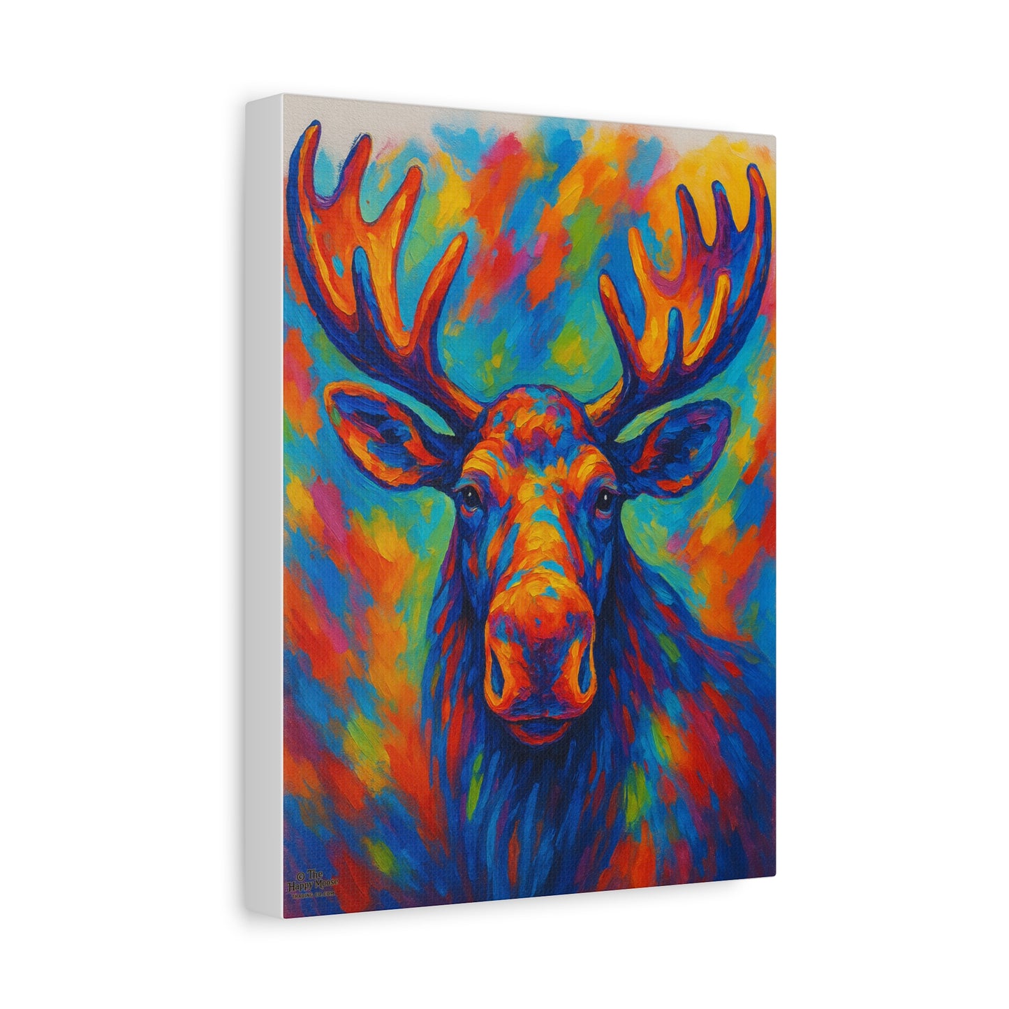 Colorful Moose Canvas Print — Vibrant Stretched Wall Art