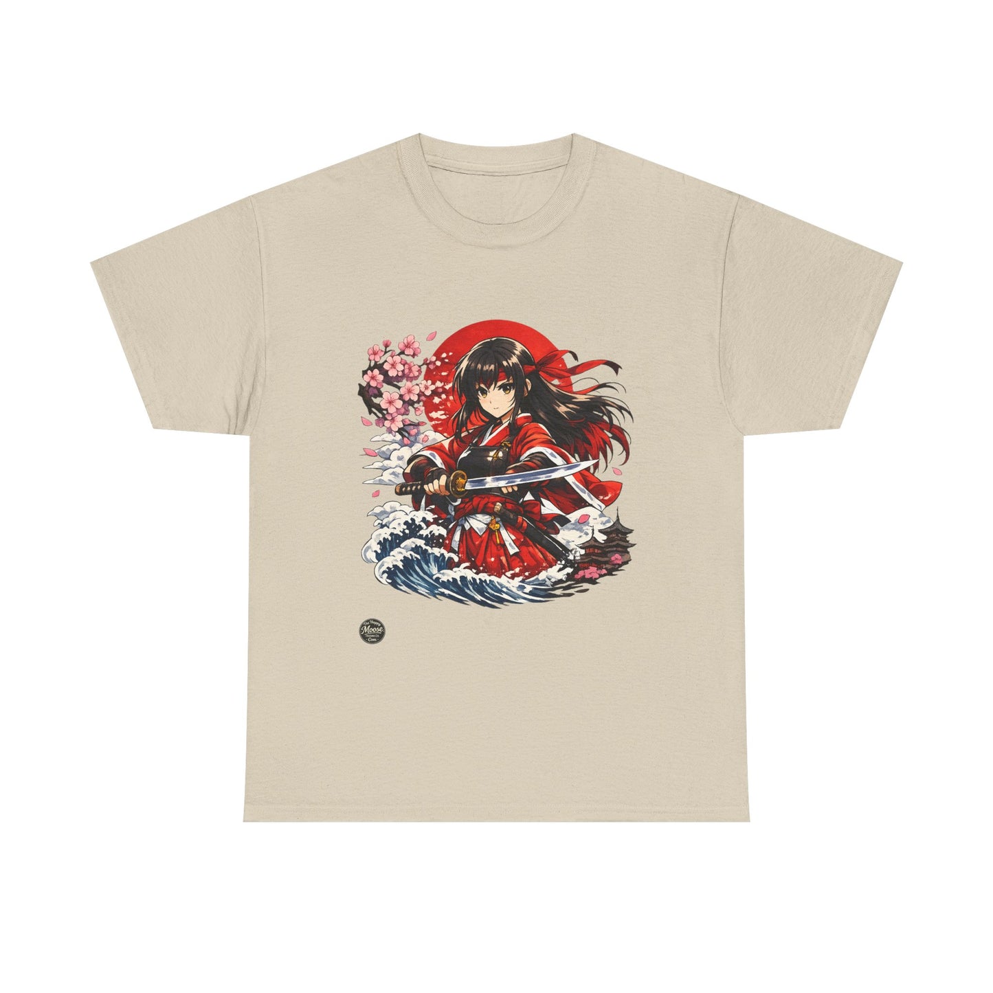 Anime Samurai Tee — Red Kimono Warrior Graphic T-Shirt #E006