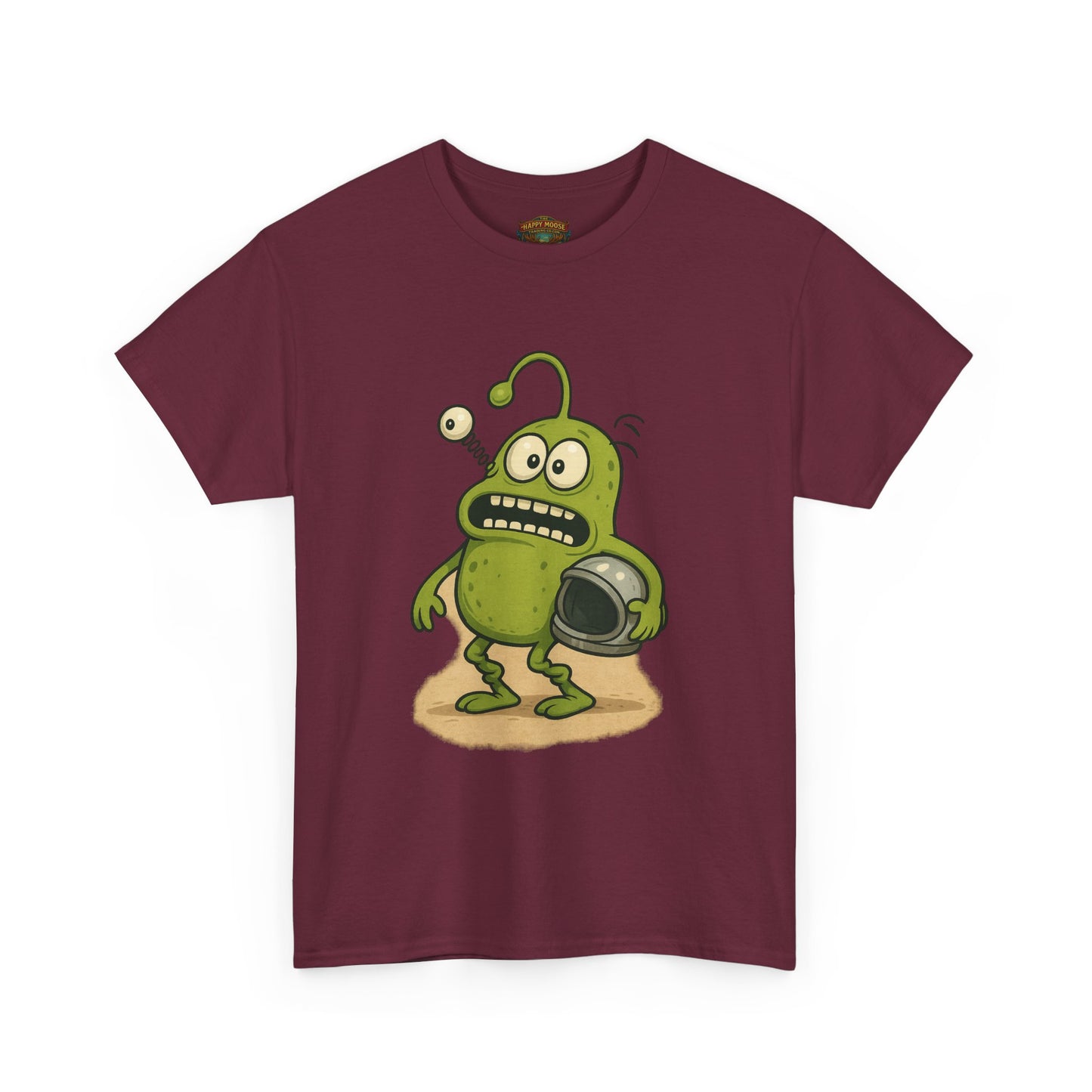 Green Alien Cartoon Tee | Funny Space Monster Illustration
