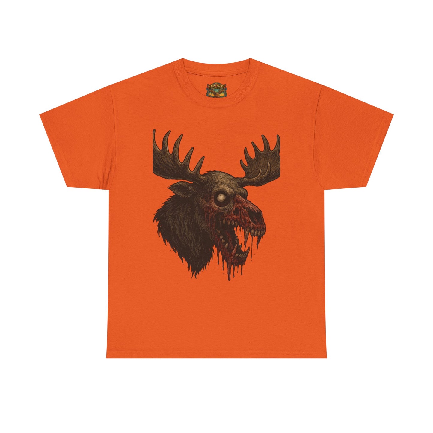 Horror Moose Skull Tee — Creepy Dripping Monster Head Graphic T-Shirt
