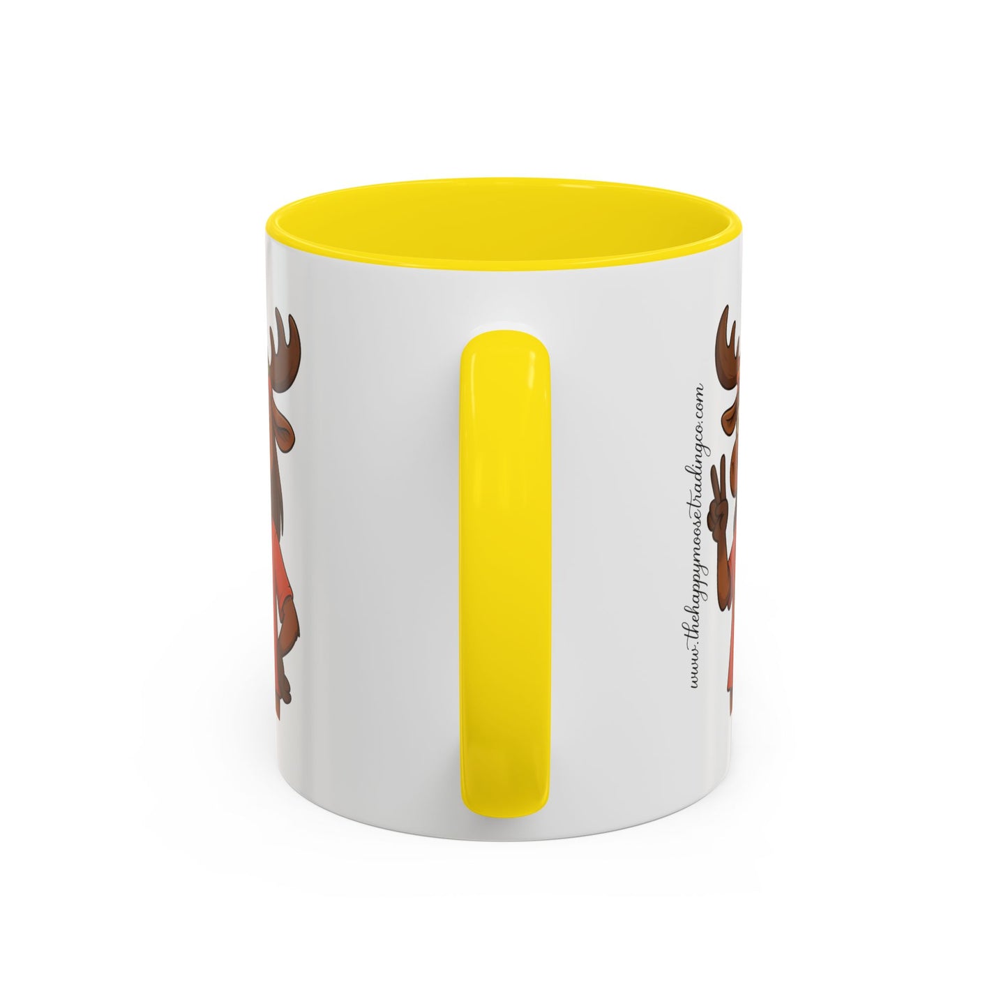 Peace Sign Moose Accent Coffee Mug — Hippie Moose with Flower Crown (11/15oz)