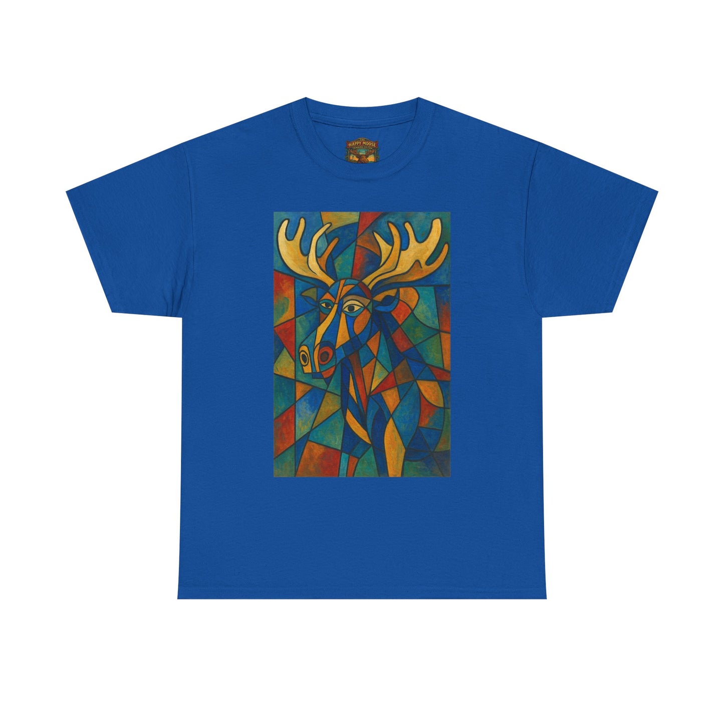 Picasso Moose T‑Shirt — Colorful Geometric Woodland Art Tee