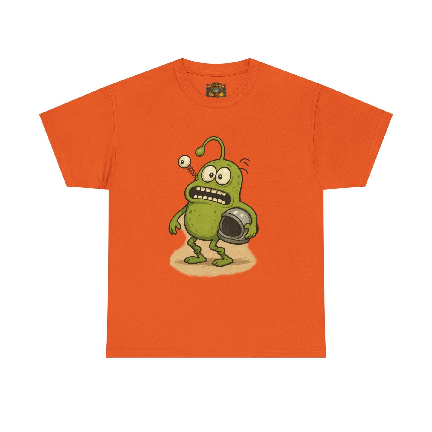 Green Alien Cartoon Tee | Funny Space Monster Illustration