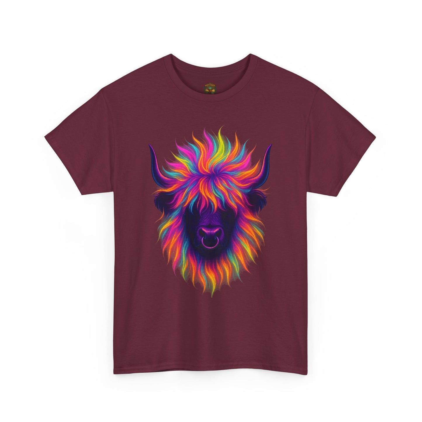 Colorful Highland Cow T-Shirt — Vibrant Rainbow Yak Graphic Tee