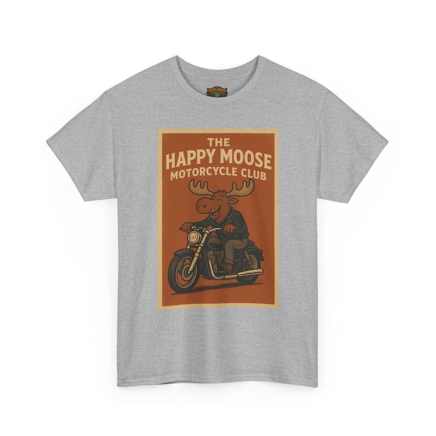 Happy Moose Motorcycle Club T-Shirt | Moose Biker Graphic