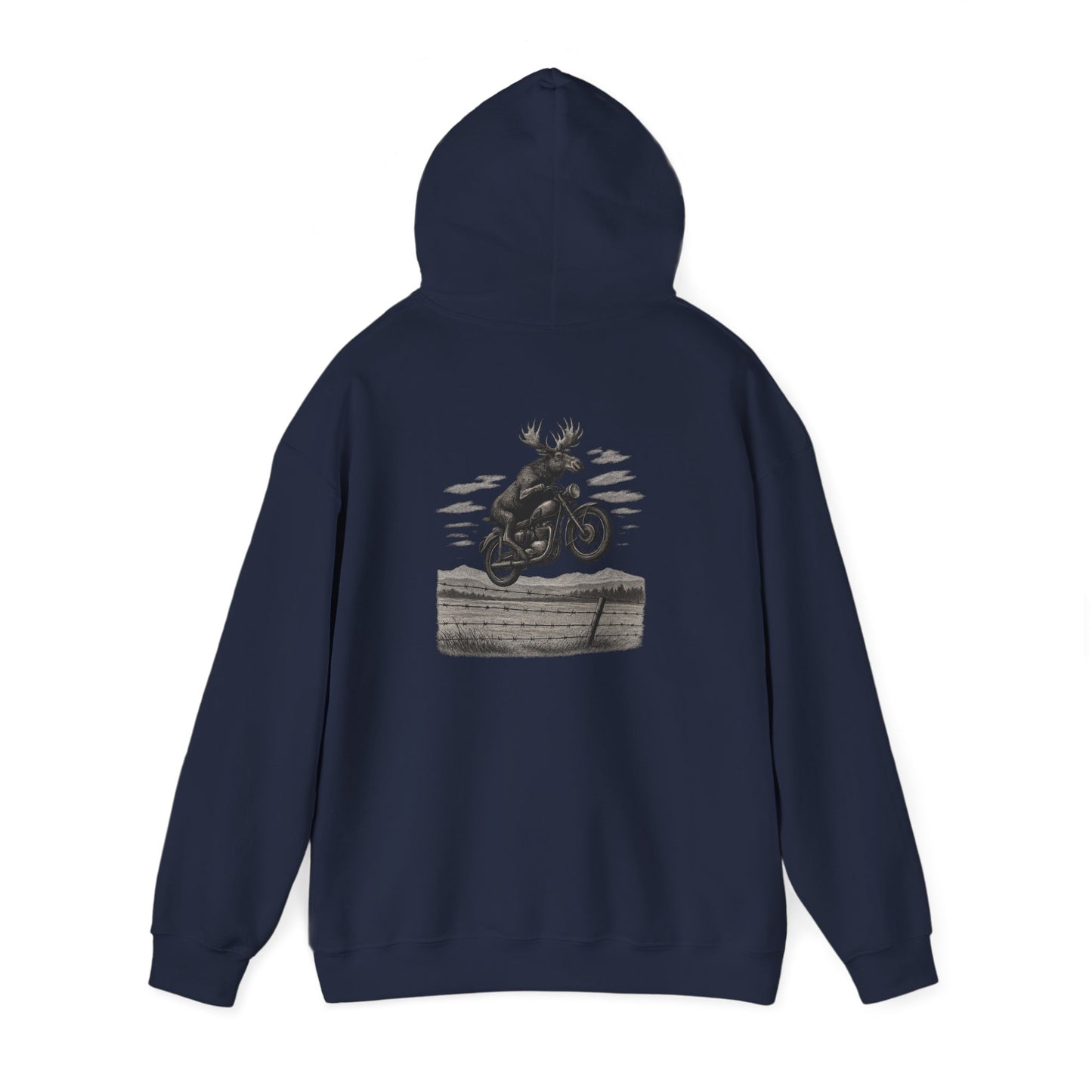 Great Moose Escape Hoodie - Vintage Biker Graphic Sweatshirt