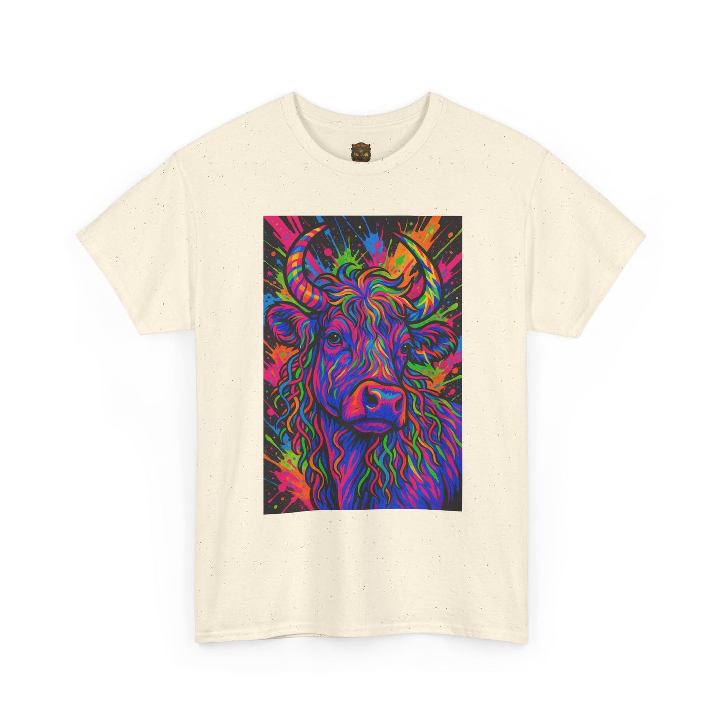 Psycadelic Highland Cow T-Shirt | Retro Rainbow Cow Art 1