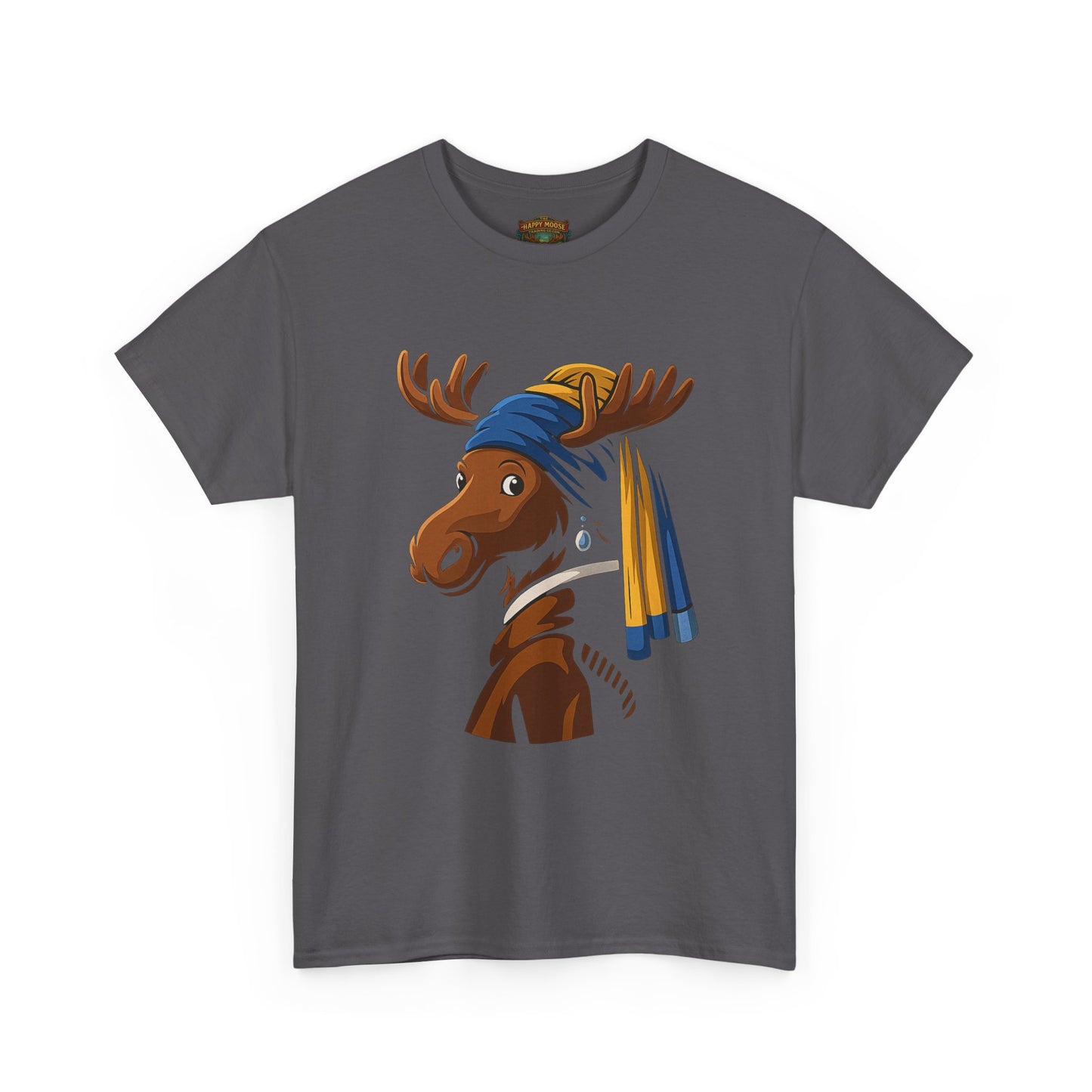 The Moose With The Pearl Earring Graphic Tee — Playful Moose with Headwrap T-Shirt