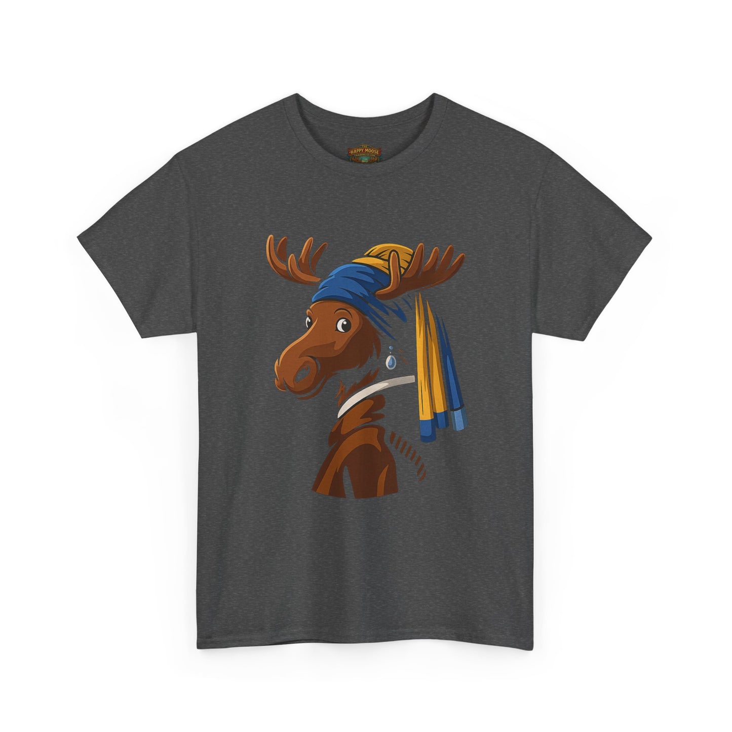 The Moose With The Pearl Earring Graphic Tee — Playful Moose with Headwrap T-Shirt