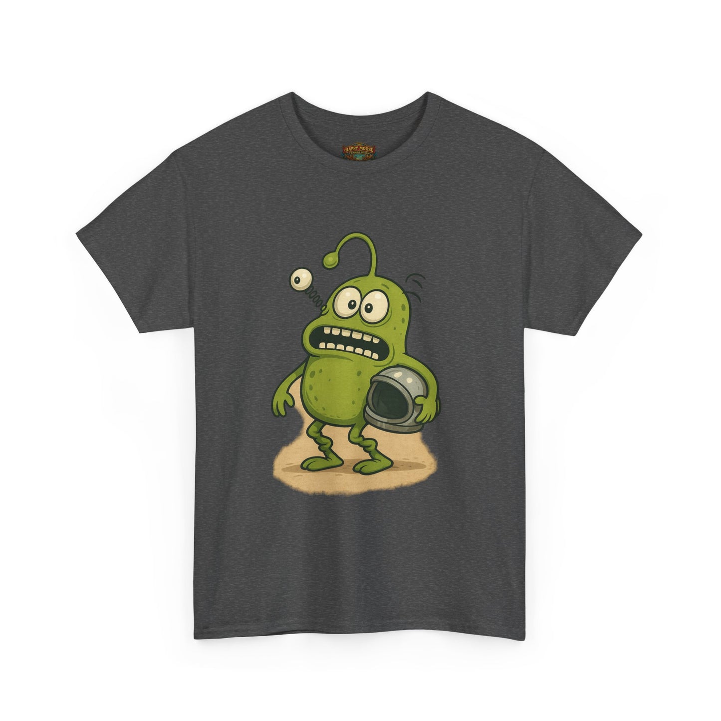 Green Alien Cartoon Tee | Funny Space Monster Illustration